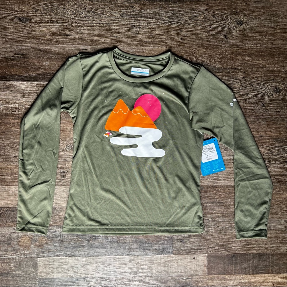 Columbia Mirror Rock LS Graphic Tee - Olive with Mountain